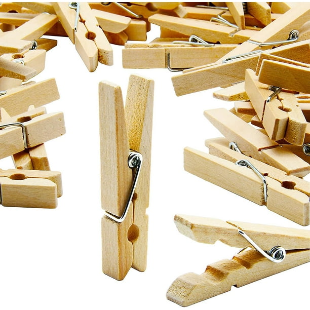 Pack de 100 pinzas de madera para la ropa - pinzas pequeñas de madera  natural de 4,8 cm de largo, ideales para manualidades, rotulación y  decoración TUNC Sencillez