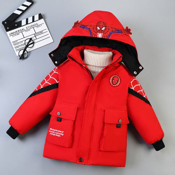 Chaqueta de invierno con capucha para niños, Parka de dibujos