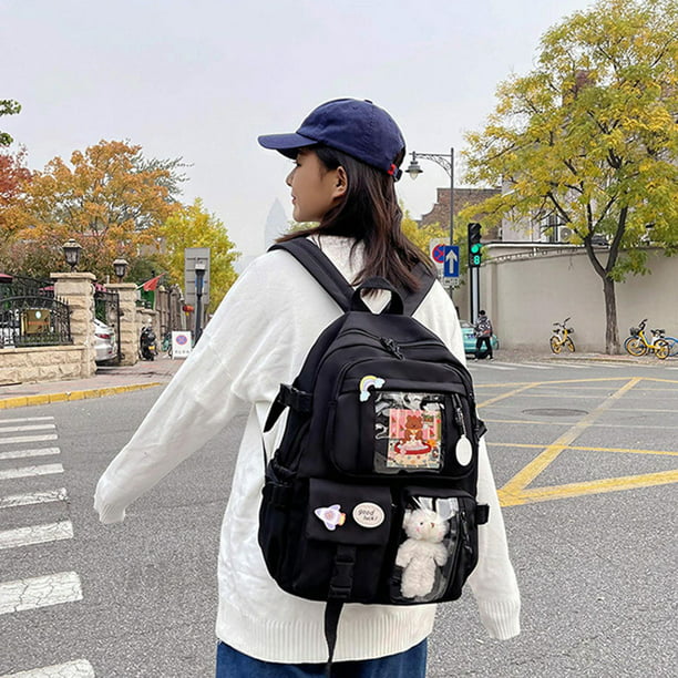 Mini mochila negra de nailon para mujer, bolsa pequeña para teléfono,  impermeable para estudiantes, mochilas de