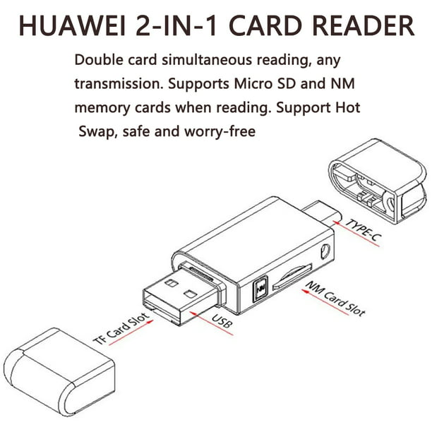Lector de tarjetas externo 4 en 1 Adaptador de lector de tarjetas USB Micro  SD y TF para iPhone / IPad Mac / Android / Windows PC Adepaton 2034022-2