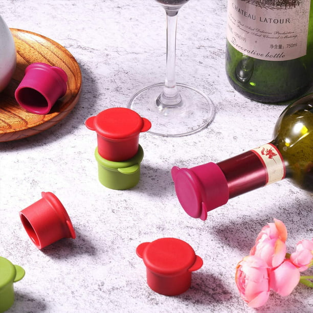 Tapones de silicona para botellas de vino, juego de 5 tapas de sellado  reutilizables e irrompibles BANYUO Hogar