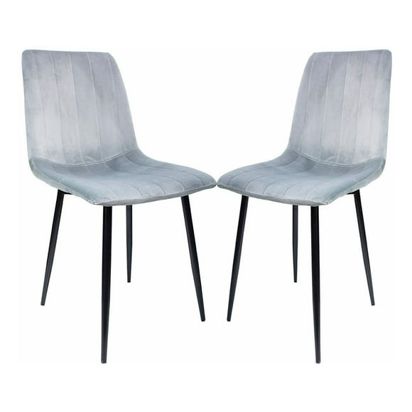 set silla comedor estilo eames tapizada rack  pack gris terciopelo sala habitación 2 piezas
