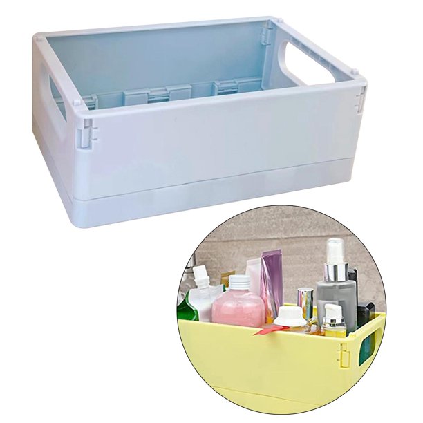 Caja Almacenamiento Plegable Plástico Organizador Con Tapa Azul