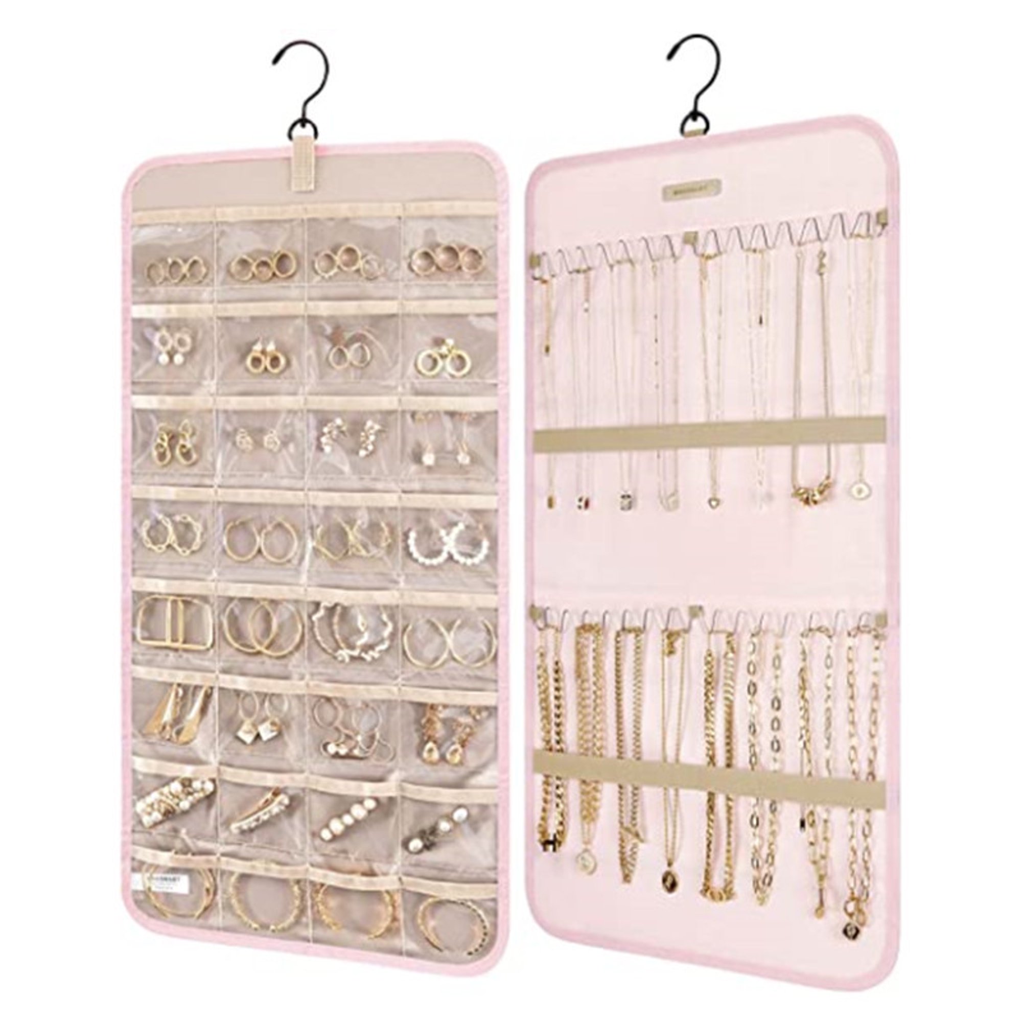 Organizador de joyas colgante con 24 ganchos para colgar en la pared, para  colgar en la puerta, armario, collar para pulsera, anillo y cadena, diseño