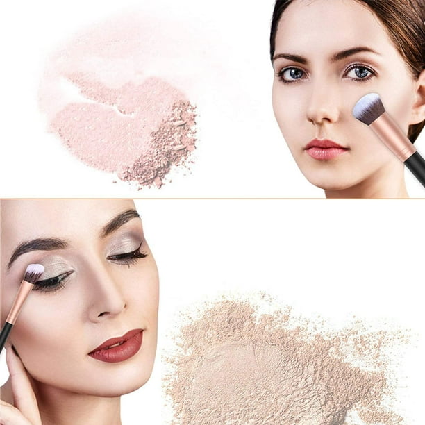 Juego Kit De 16 Brochas Maquillaje Professional Con 4 Esponjas Para Sombras  Ojos