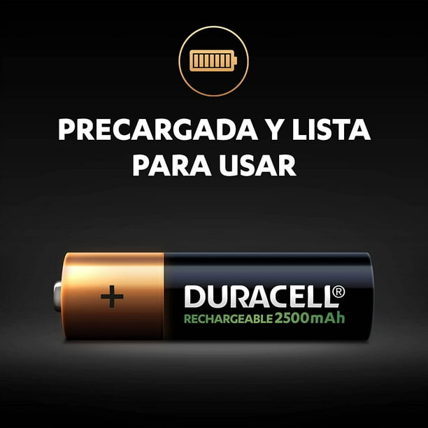 Paquete de 2 pilas DURACELL recargables AA.