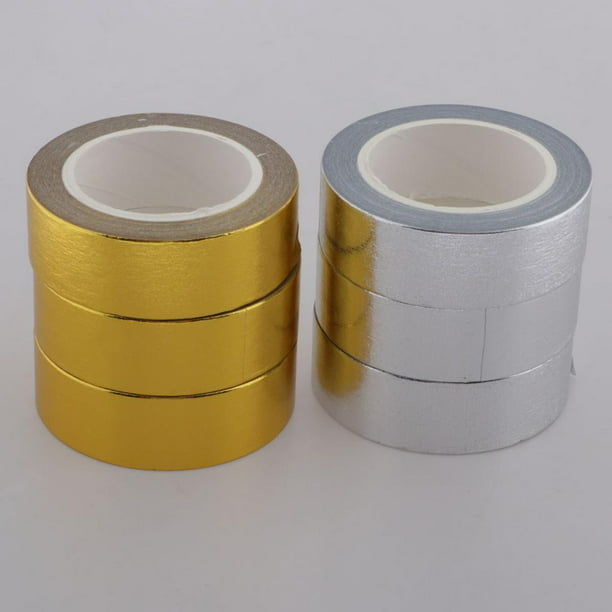 Cinta Adhesiva Decorativa Washi Tape de Papel de Aluminio Sólido Dorado 15  mm x 10 Metros Bullet Journal