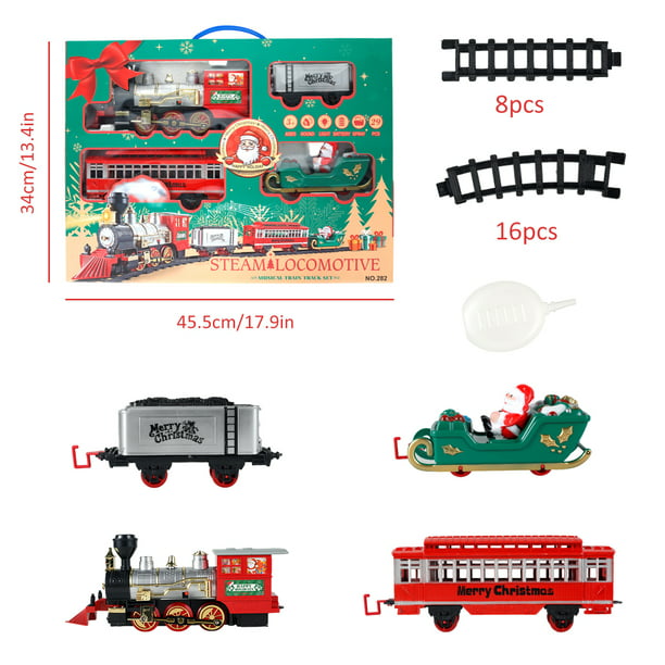 Juego de tren eléctrico para niños, juguetes de tren a batería que incluyen  motor de locomotora, 3 autos y 10 pistas, juego de tren de juguete clásico