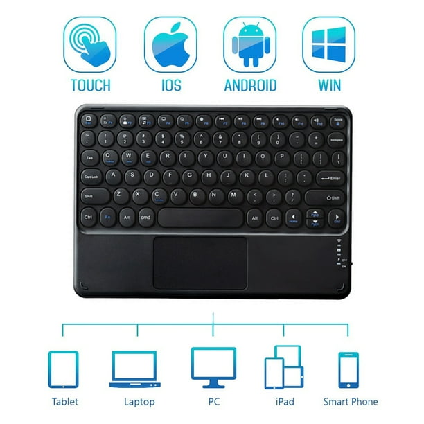 1 juego de teclado Bluetooth, ratón Bluetooth con panel táctil, teclado  inalámbrico portátil recargable para tableta Bluetooth con panel táctil, ratón  Bluetooth compatible con iPad, iPhone, iOS Android Windows Zhivalor  222668-3