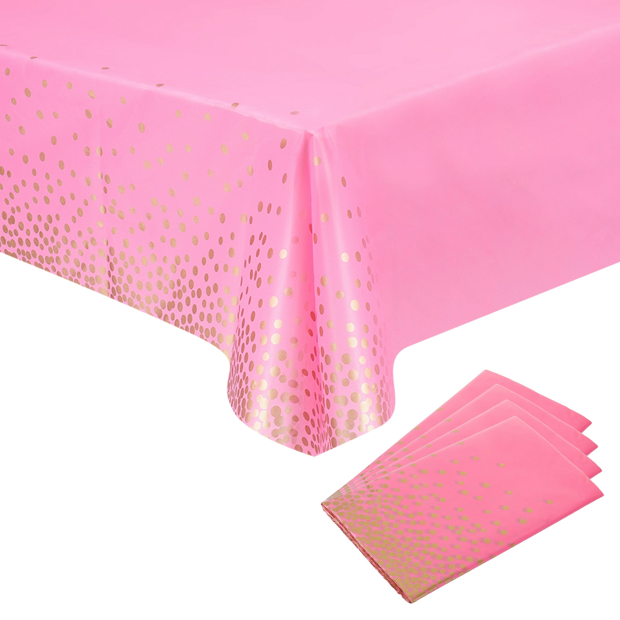 4 manteles de cuadros rosa de 54 x 108 pulgadas, mantel desechable de  plástico impermeable para picnic al aire libre, fiesta de cumpleaños, cena  de