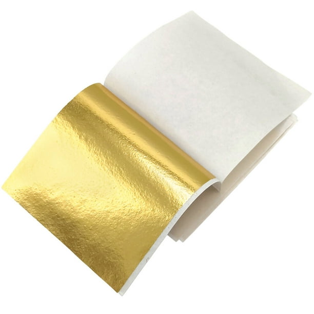 Moyic 100 Uds. Hoja de papel de aluminio para pared de oficina en casa,  caja de regalo de papel de cobre dorado DIY, artesanías, decoración  Artesanía papel de aluminio dorado