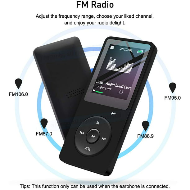 Reproductor MP3 de 32 GB con Bluetooth 5.0, reproductor de música portátil  sin pérdida para niños con radio FM, altavoz, grabadora de voz, botones