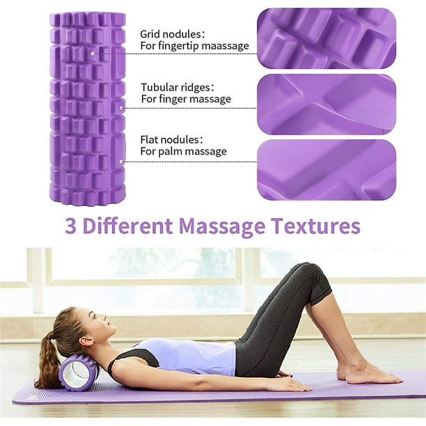 Kit de masaje: foam roller, pelota y bastón de masaje