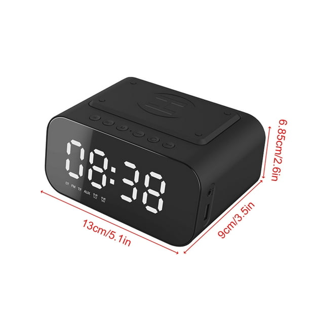 Reloj despertador digital LED Altavoz Bluetooth inalámbrico luz espejo  IMPORTADO