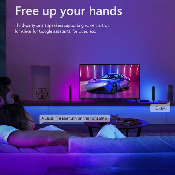 Tira de luces LED RGB con WiFi para TV, Kit de iluminación ambiental  inteligente con pantalla de sincronización HDMI, para Xbox y PS4