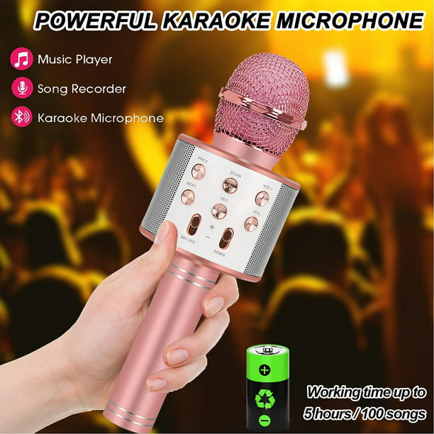 Micrófono de karaoke para niños y adultos: Micrófono de karaoke inalámbrico  Bluetooth para cantar, regalos de cumpleaños para niños de 3, 4, 5, 6, 7