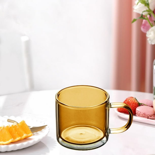 Vasos de doble pared, tazas de café transparentes, juego de tazas de té de  4-8 onzas, aisladas y sin condensación con mango grande