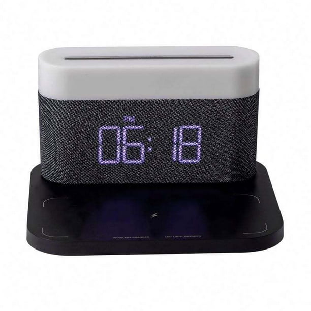 Radio Despertador Digital con Altavoz Bluetooth y Cargador Inalámbrico