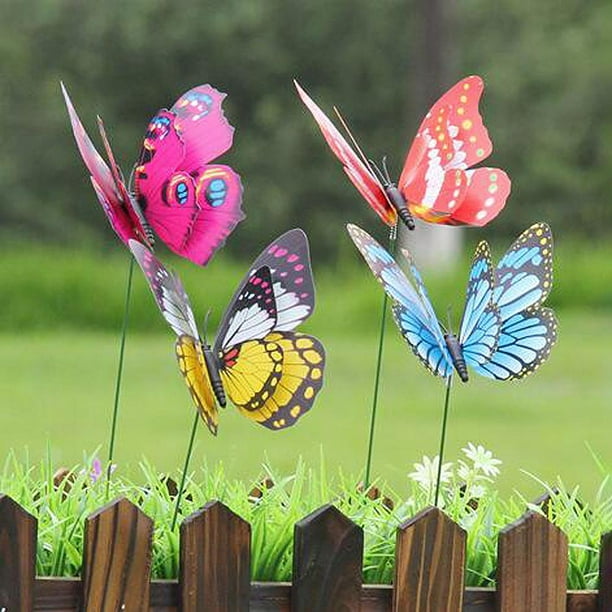 Mariposas decorativas para macetas, estacas con mariposas de