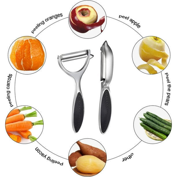 Pelador de frutas pelador de verduras de acero inoxidable para patatas,  zanahorias, pepinos y frutas, mango sólido, cocina pesada en forma de Y