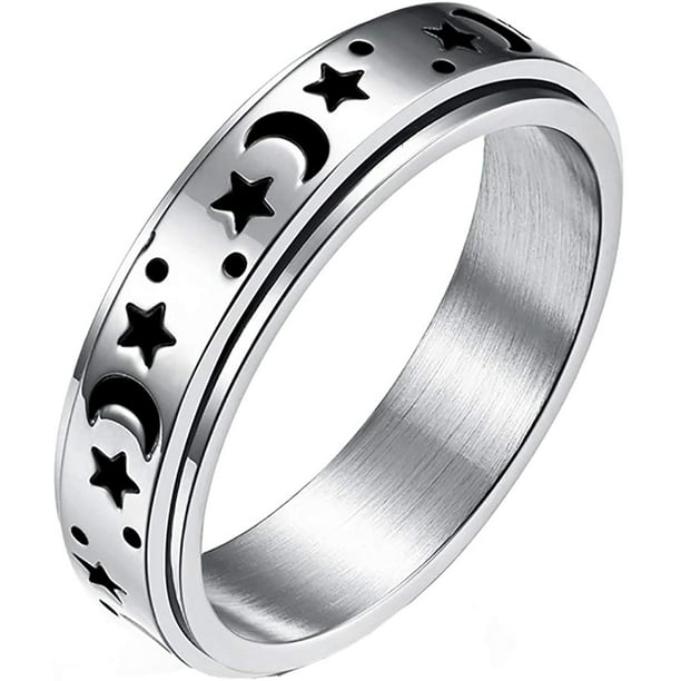 Anillos de acero inoxidable para hombres, anillos antiestrés para la  ansiedad para mujeres, anillos de plata para la ansiedad, juego de anillos