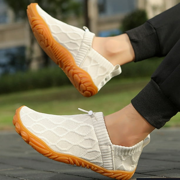 Zapatillas sin cordones para mujer transpirables y cómodas-Blanco