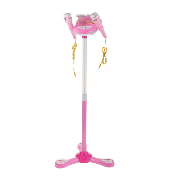 Micrófono de pie para niños, micrófono de pie ajustable, micrófono de  máquina de karaoke con soporte para recorrido de canto, micrófono para  niños