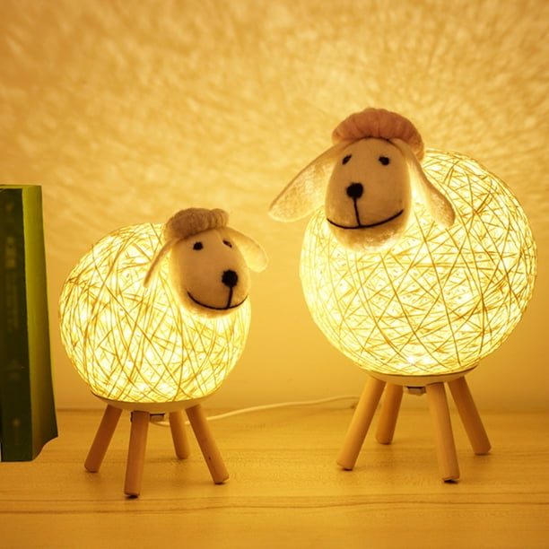Luz de noche LED, lámpara de noche de ratán de oveja, luz de noche de  proyector