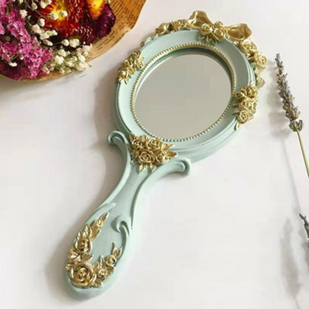 Espejo de Mano Decorativo Diseño de Salón Salón Espejos Espejo de Tocador  Portátil - Espejo de Maqui Baoblaze Espejo de mano