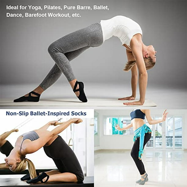 Calcetines antideslizantes para yoga y pilates con correas, calcetines de  estudio para pilates, yoga, ballet, 3 pares -  México