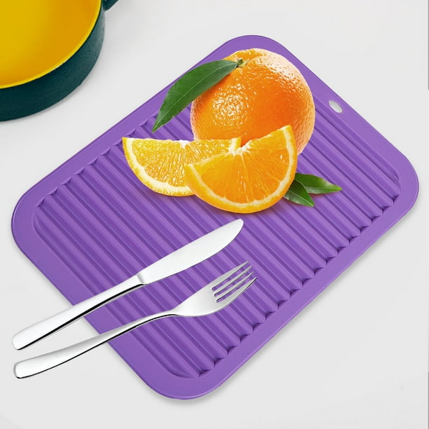 Alfombrilla de silicona para fregadero, utensilios de cocina impermeables  antideslizantes ondulados para el hogar (púrpura) Sywqhk Libre de BPA