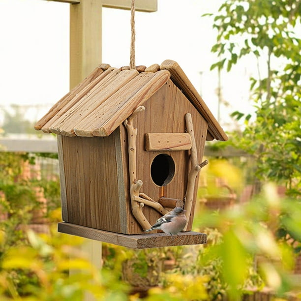 Pajarera Nido Jaula Madera Villa para pájaros casa de alimentación comedero  adorno jardín aves barra casita