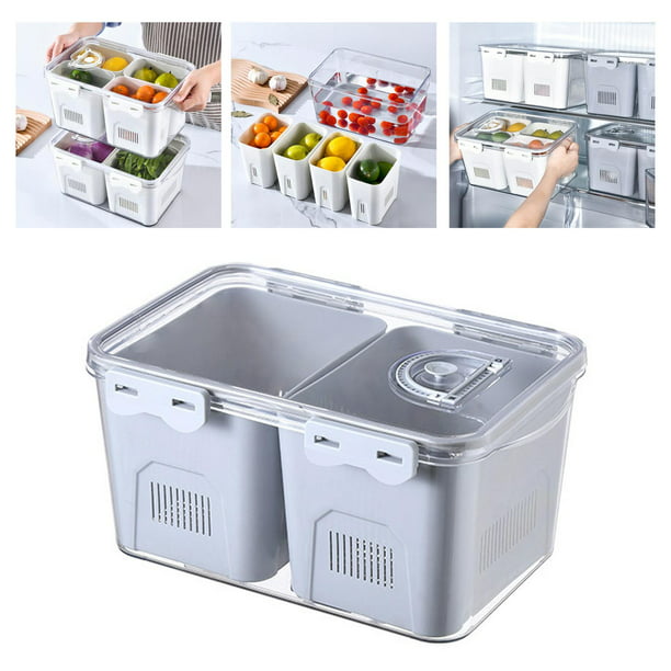 Contenedores organizadores de refrigerador con cajón extraíble, juego  organizador de cajones de refrigerador grande apilable con asa, cajas de