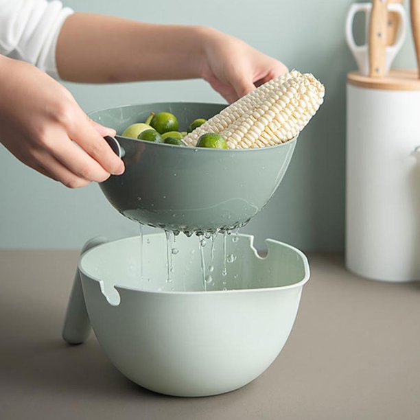 Bowl Rallador Colador Verduras Giratorio Escurridor Cocina