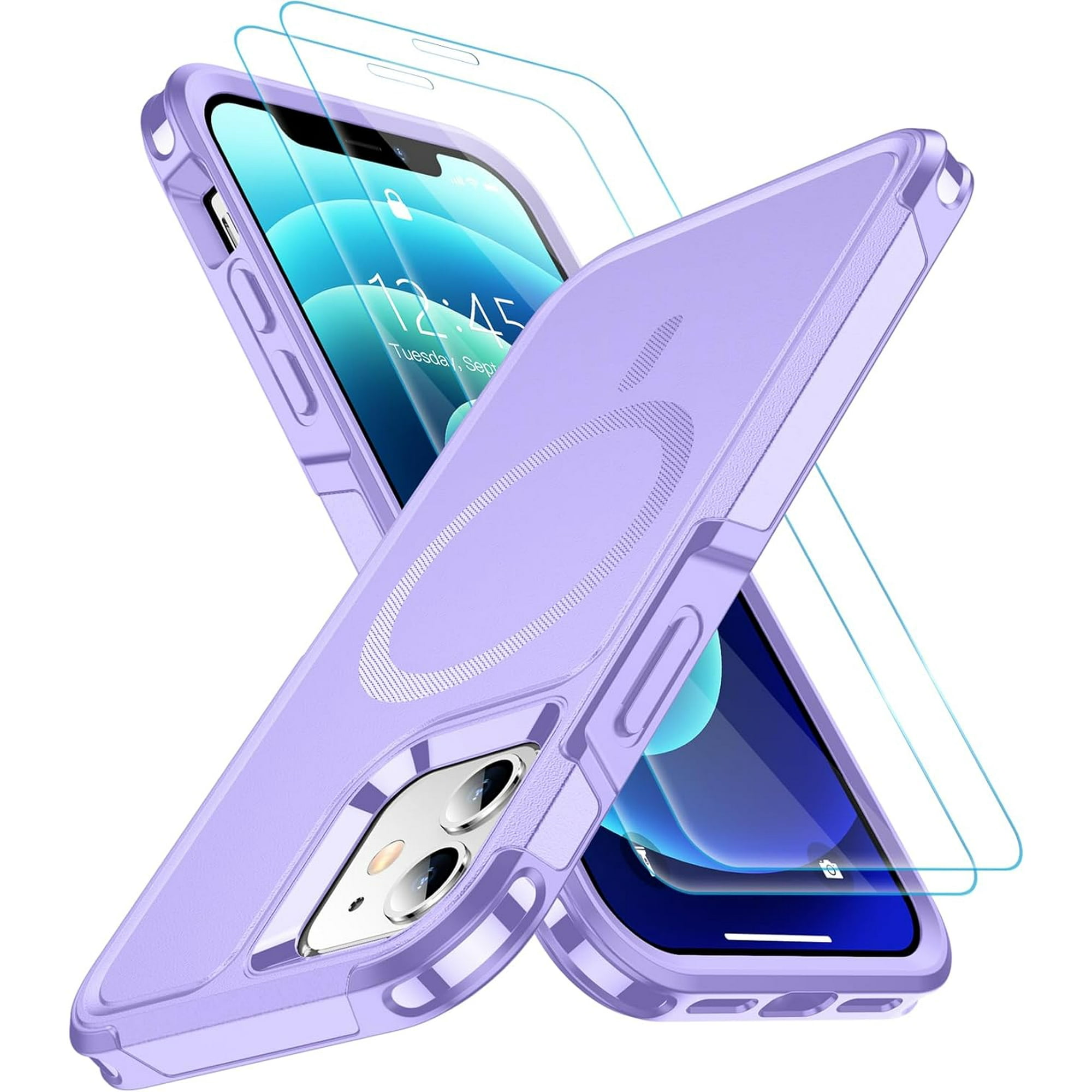 SPIDERCASE Diseñado para iPhone 12/iPhone 12 Pro, [protección contra caídas  de grado militar de 10 pies] [con 2 protectores de pantalla de vidrio  templado] Funda protectora para iPhone 12/12 Pro azul