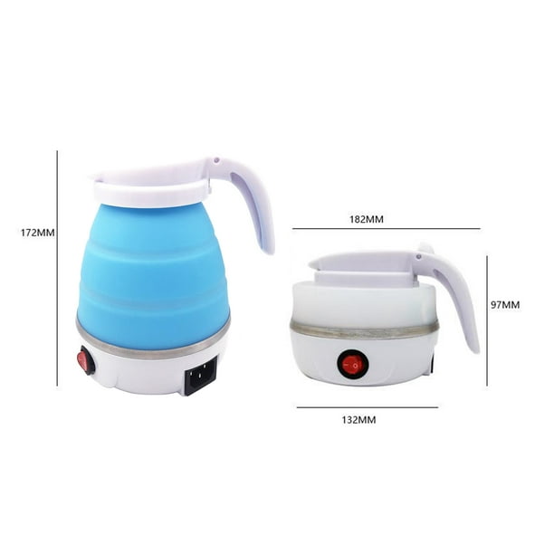 Hervidor eléctrico plegable portátil del viaje, pequeña caldera de agua  caliente plegable 0.6L para el té del café (azul)