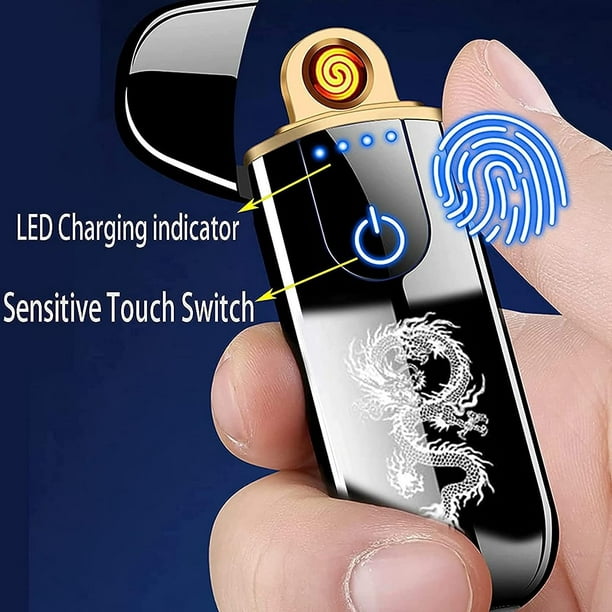 Encendedor electrónico, encendido por inducción de huellas dactilares,  encendedor USB con indicador de encendido