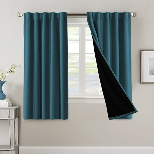 Cortinas opacas azules para sala de estar, juego de 2 paneles, cortinas de  tratamiento de ventana para dormitorio, reducción de ruido, cortinas con