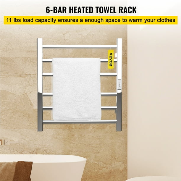 Toalleros eléctricos con calefacción para montaje en pared, calentador de  toallas eléctrico de acero inoxidable, estante de secado de toallas