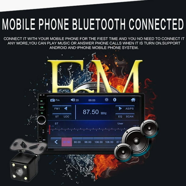 7 pulgadas de pantalla FM estéreo Radio de coche Universal USB y AUX  Conectividad Bluetooth 2.0 + 4/ Soledad Cámara de 12 bombillas DVR para  coche