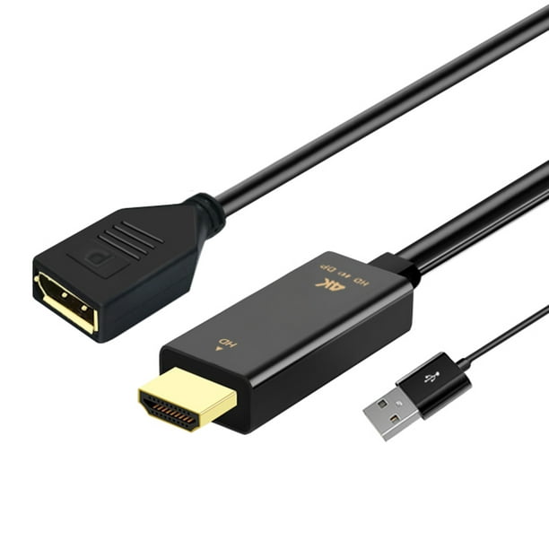 Kuymtek Cable Adaptador HDMI Macho a DP Hembra, Alimentado por USB, Soporta  4K 60Hz, 10 Pulgadas