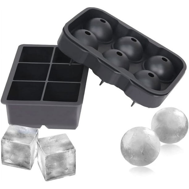 2. Moldes para cubitos de hielo, cubiteras de bolas de silicona con tapa y  moldes para cubitos de hielo cuadrados grandes, reutilizables Ormromra  MZQ-0596