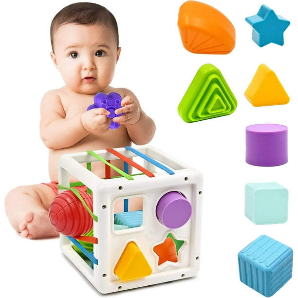 Juguete Montessori para bebés de 1 a 2 años, juguete infantil en forma de  cubo para habilidades motoras finas y aprendizaje temprano, regalo de  juguete sensorial para niños y niñas de 1