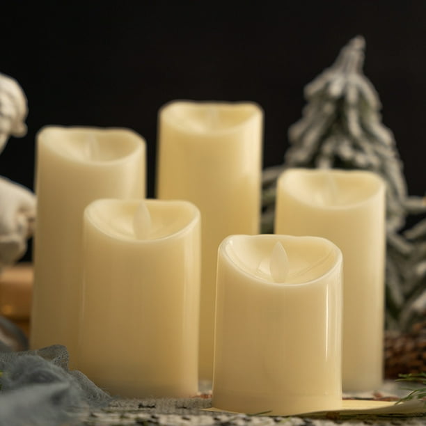 duduta Velas blancas delgadas sin llama con control remoto, velas LED altas  parpadeantes para decoración de boda, diámetro 5 cm de alto, 10 cm de