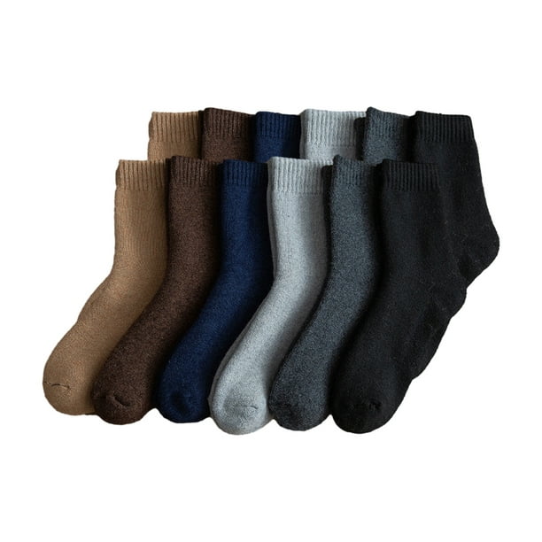 Diravo 5 pares de calcetines de lana cálida para hombre, calcetines gruesos  de invierno con rayas térmicas, 5 pares-estilo B
