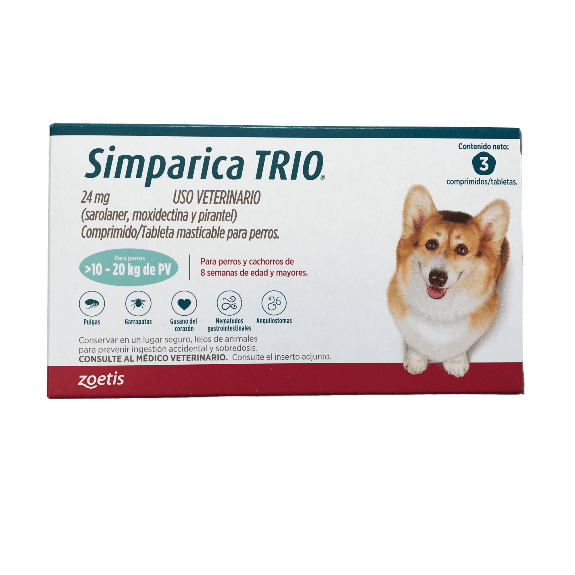 Simparica Trio para Perros de 10 a 20 kg 3 Tabletas de 24 mg | Walmart en  línea