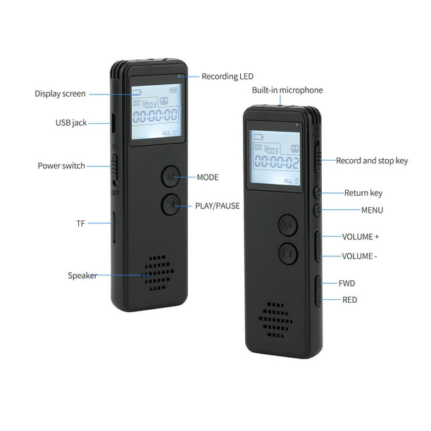 Grabadora activada por voz pequeña, Q37 3 en 1 Mini grabadora de voz  Grabadora de voz digital Eficiencia óptima