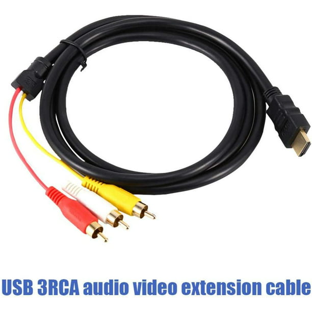 Cable HDMI a RCA - 1.5M 5 pies HD 1080P HDMI macho a 3 RCA AV Audio Video  Converter Cable Adaptador de cable JFHHH pequeña