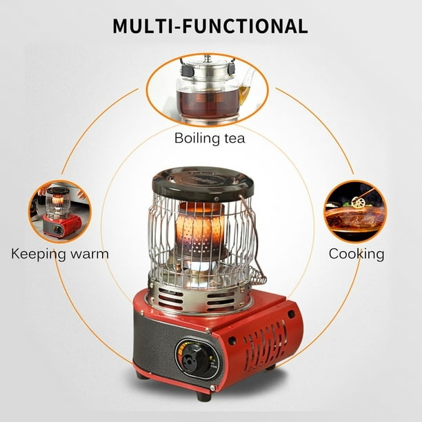  WJWA Calentador de gas portátil de propano o butano para  camping, pesca en hielo, calentadores de gas para el hogar con asa,  calentador de espacio 2 en 1 (color naranja) 