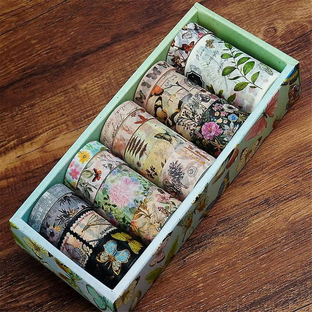 Set 10 Rollos de Cinta Adhesiva Decorativa Washi Tape - Dorados